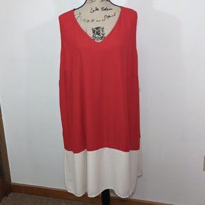 Ophelia Roe Women's Size 2x Red & Ivory Sleeveless Lined Block Dress